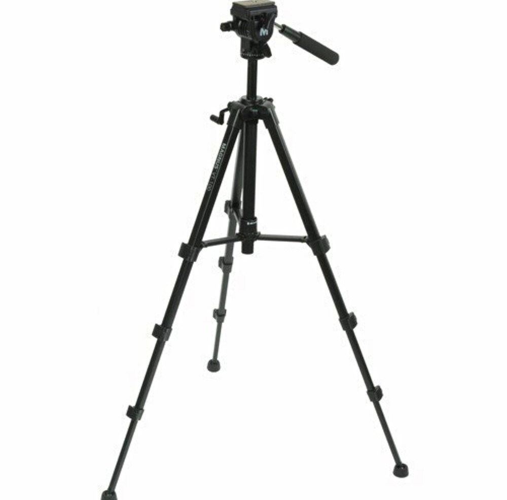 Magnus VT-100 Aluminum Video Tripod Two Way Pan/Tilt Head stands up to 59in